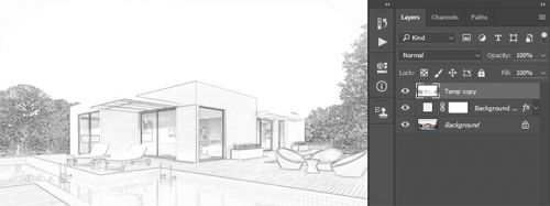 آموزش ایجاد افکت اسکچ معماری در فتوشاپ